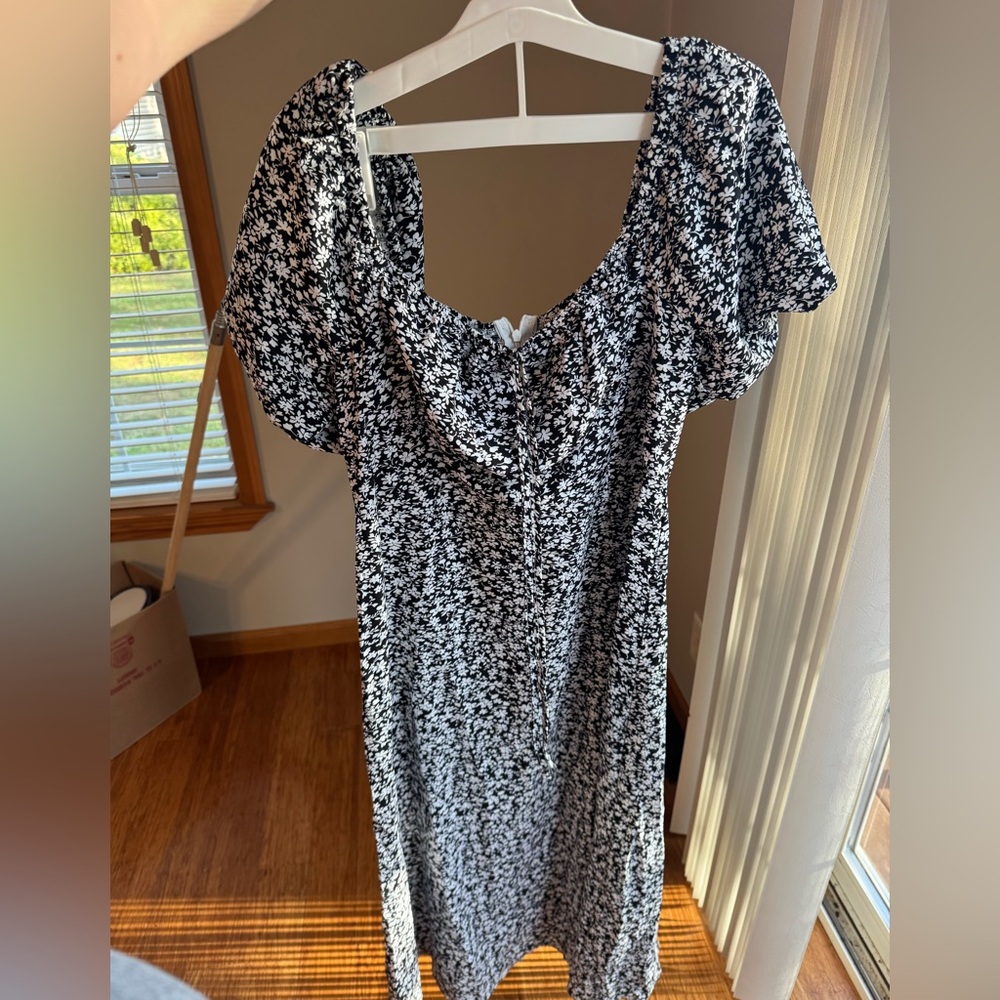 Floral Black and White Dress